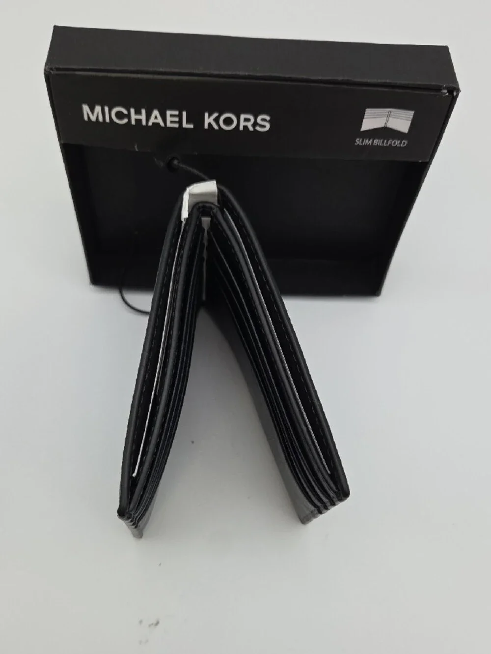 Michael Kors Black Wallet with White & Blue Stripes